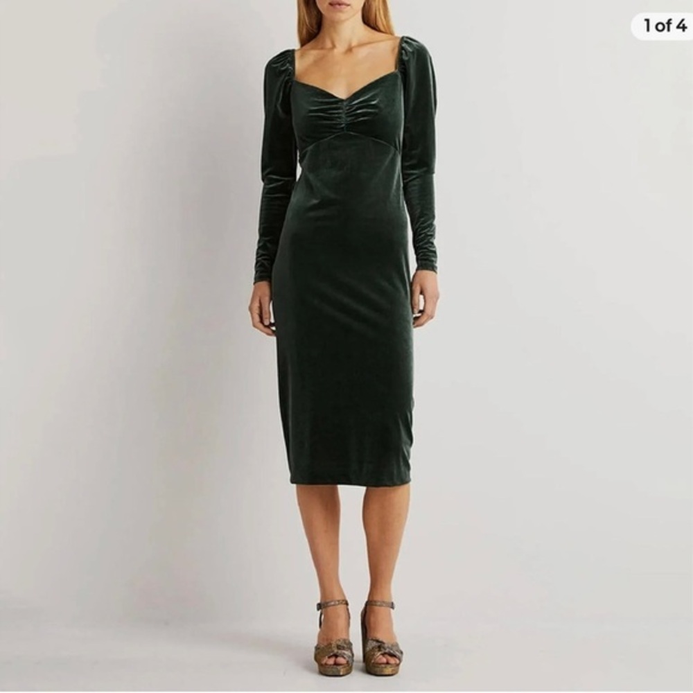 NEW Boden Velvet Jersey Midi Dress Green US Women's Size 6P